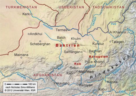 D. Karte von Baktrien mit dem Fürstentum Rob