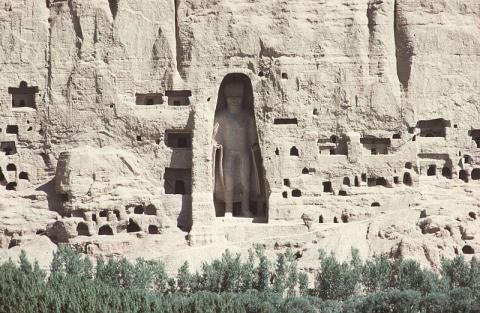 The 38 m tall Buddha statue (1973) - blown up by the Taliban in 2001