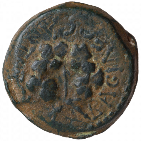 Ivy-wreath; Greek: BΑΣΙΛΕΩΣ ΑΝΤΙΓΟΝΟΥ ([coin of] king Antigonos)