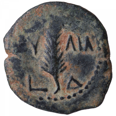 Palm leaf; Greek: (ΙΟΥ) - ΛΙΑ, L Δ (Julia, year 4)