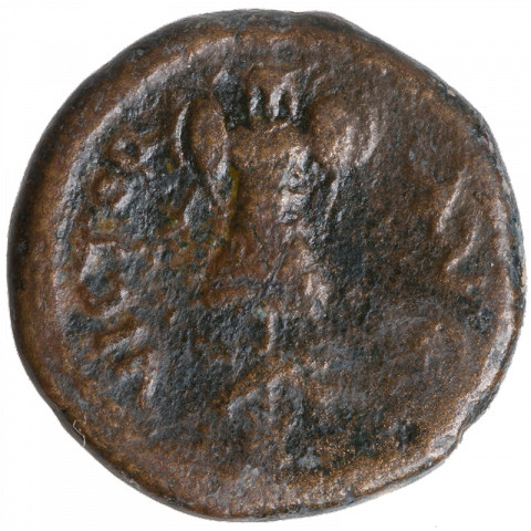 Tropaion; Latin: VICTOR AVG (Victorious Augustus)