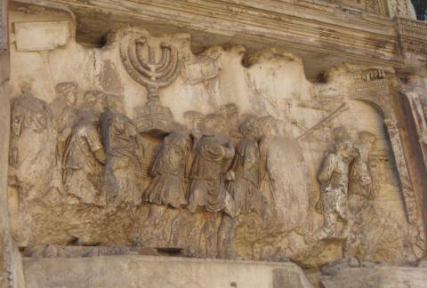 Arch of Titus in Rome: transitional relief showing Triumph