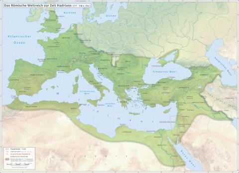A. Übersichtskarte: Das Römische Weltreich zur Zeit Hadrians (117-138 n. Chr.) (©: Universität Wien)
